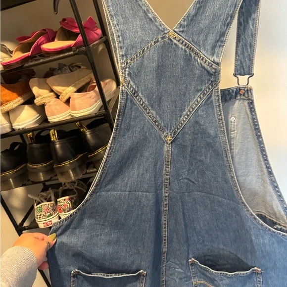 Old Navy Classic Blue Denim Overalls Shorts - Picture 7 of 8